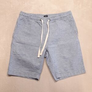 J.Crew Mens Stadium Shorts Medium Blue Drawstring Cotton Linen Medium 8" Inseam